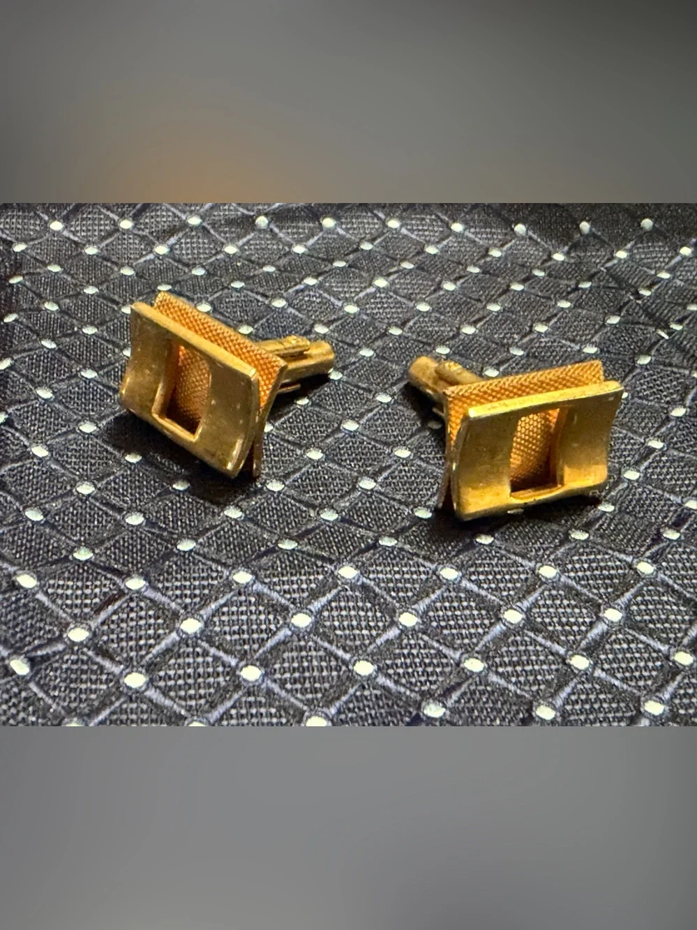 Gold Tone Men's Cufflinks - Classic Rectangular Design
